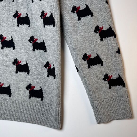 Charter Club Womens Sweater Scottie Dog Print Medium Gray Rhinestones Preppy - Picture 8 of 13